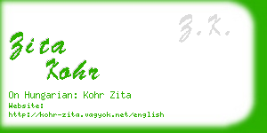 zita kohr business card